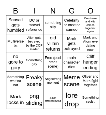 Invincible season 3 Bingo Card