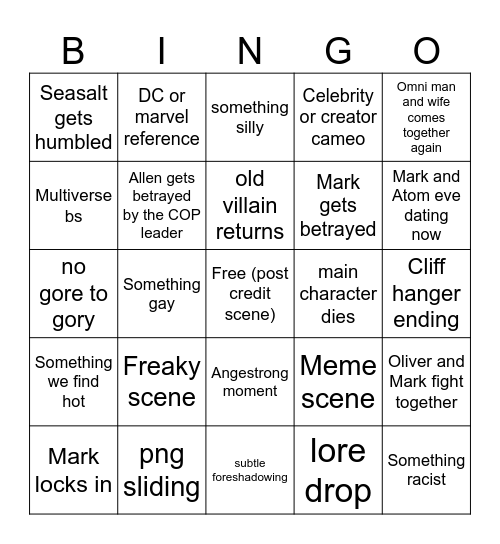 Invincible season 3 Bingo Card