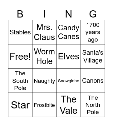 Christmas Chronicle 2 Bingo Card