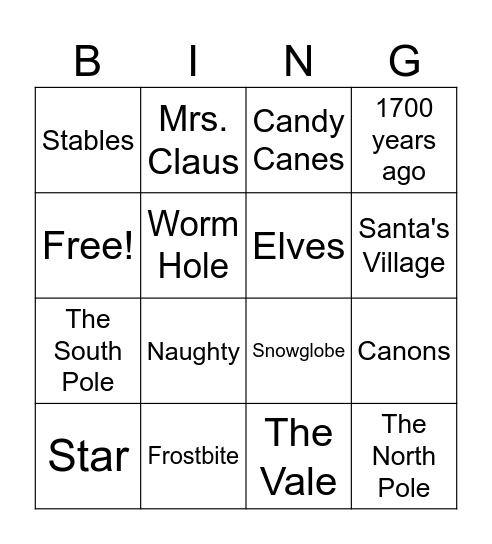 Christmas Chronicle 2 Bingo Card