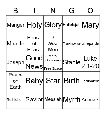 Merry Christmas Power House Church Family Bingo Card