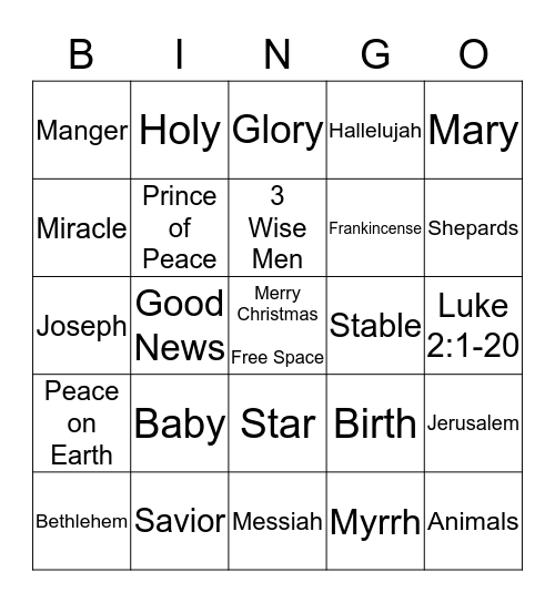 Merry Christmas Power House Church Family Bingo Card