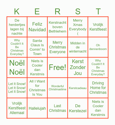 Vrolijk Kerstfeest Bingo Card