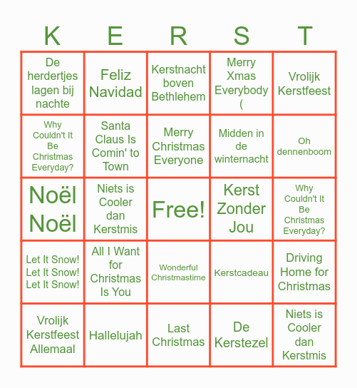 Vrolijk Kerstfeest Bingo Card