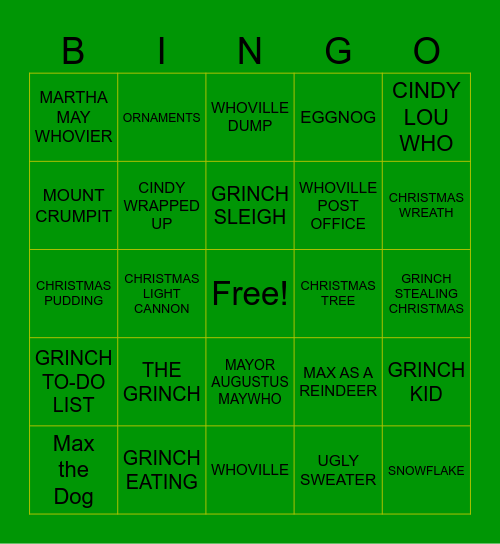 Grinch Day! Bingo Card