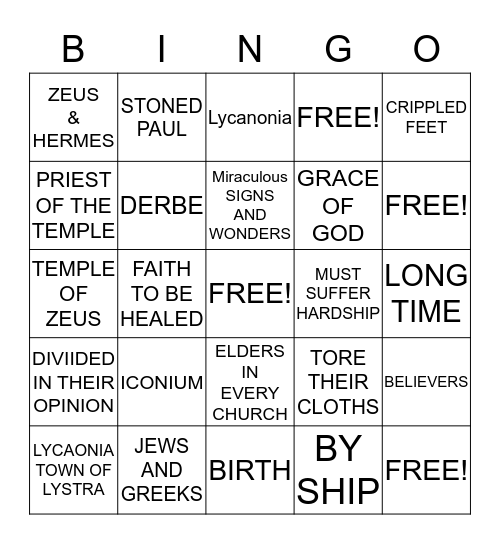 MONDAY NIGHT BIBLE STUDY...ACTS ADVENTURE-14 Bingo Card