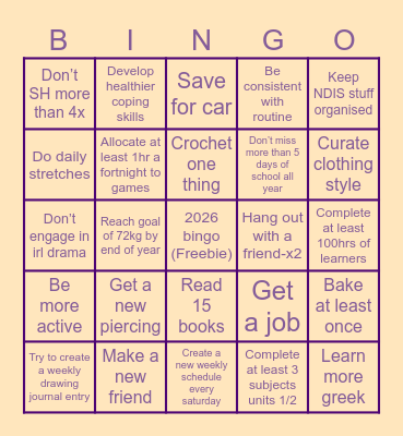 2026 Bingo Card