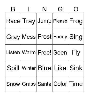 Stephens Class Bingo Card
