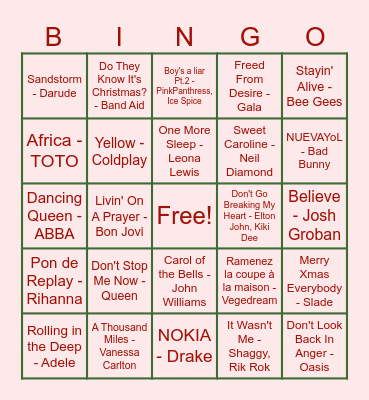 ONEFAM HOLIDAY BINGO Card