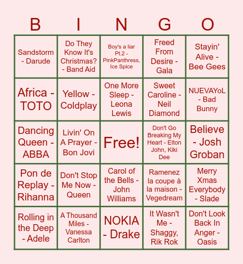 ONEFAM HOLIDAY BINGO Card