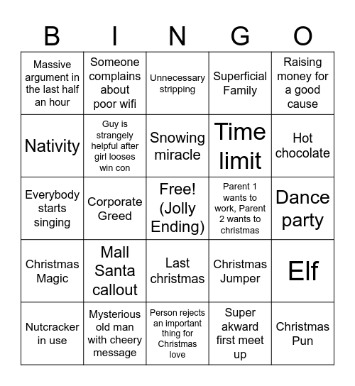 Bad Christmas Movie Bingo Card