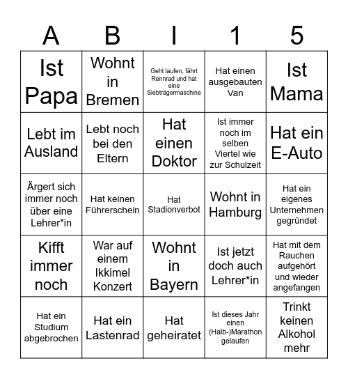 Abi 2015 HaBu Bingo Card