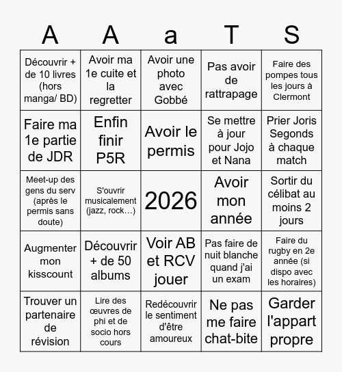 Clermont-Ferrand WOOOOOH Bingo Card