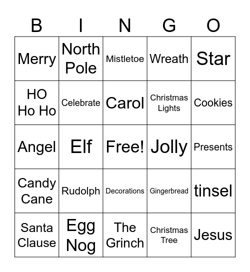 Christmas Bingo Card