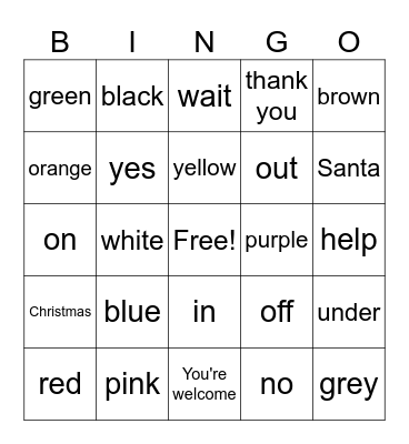 Basic Signs Bingo Card
