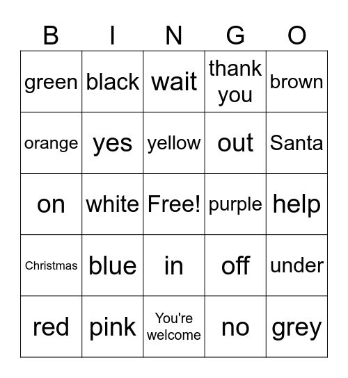 Basic Signs Bingo Card