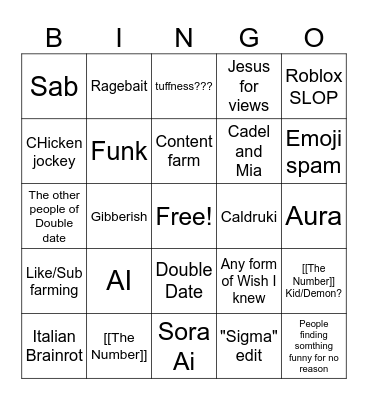 Thing's I hate Bingo Card
