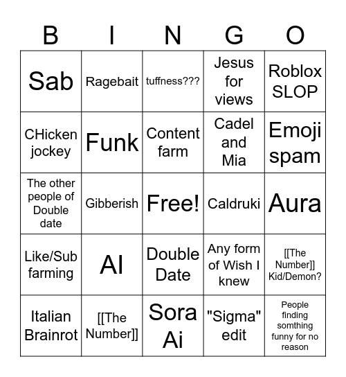 Thing's I hate Bingo Card
