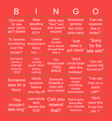 LAST DAYS OF WORK BINGO CARD Bingo Card