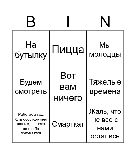 Ангира Бинго Bingo Card