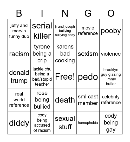 SML out of context Bingo Card