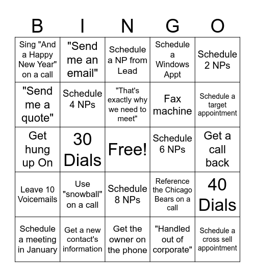 Phone Block Bingo Card