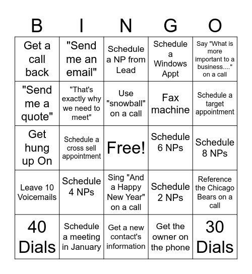 Phone Block Bingo Card