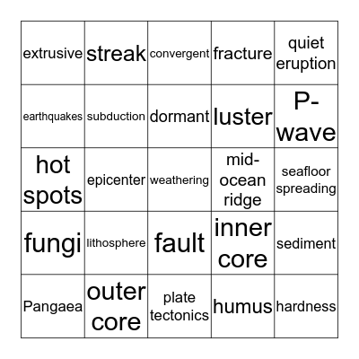 Science Bingo Card