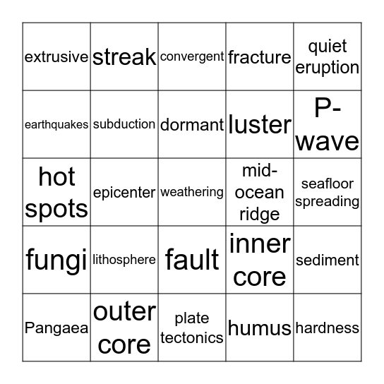 Science Bingo Card