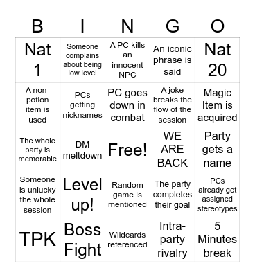 Untitled Bingo Card