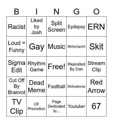 Instagram Reels Bingo Card