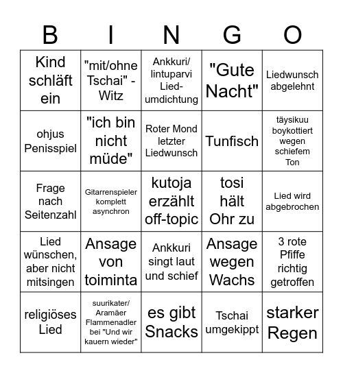Singerrunden Bingo Card