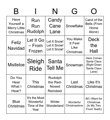 Holiday Bingo Card