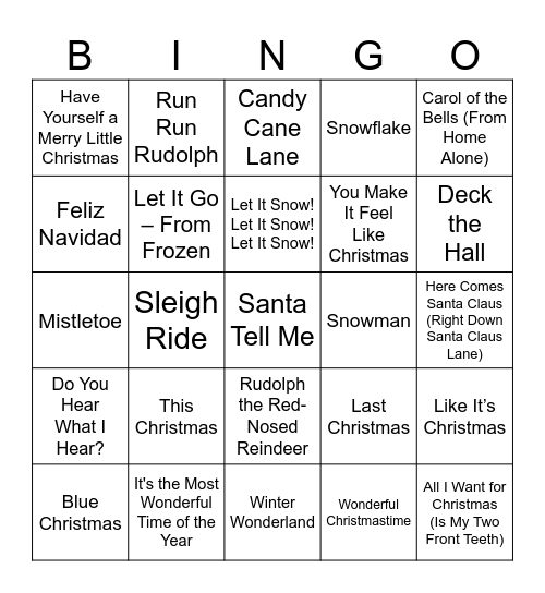 Holiday Bingo Card