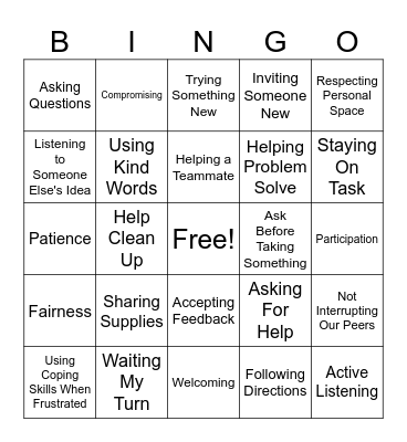 TEAMWORK BINGO Card