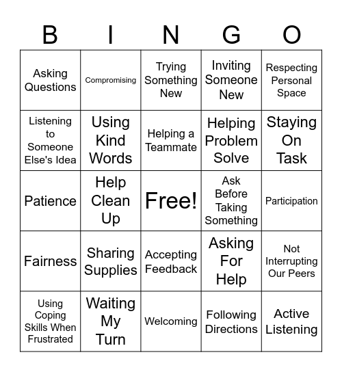 TEAMWORK BINGO Card