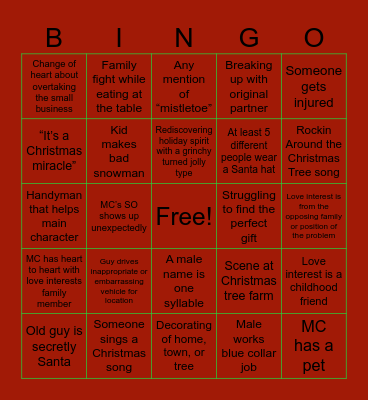 Christmas Movie Bingo Card
