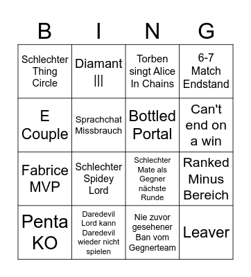 Marvel Rivals Bingo Card