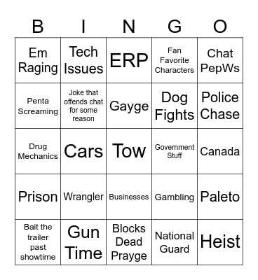 ChaseRP Trailer Bingo Card
