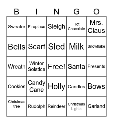 Holiday Bingo Card