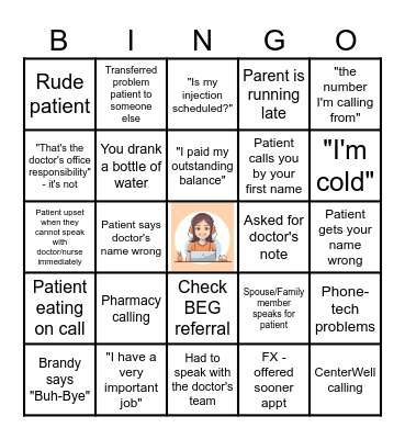 CALL ROOM PEOPLE Bingo Card