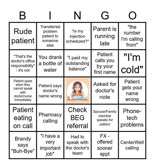 CALL ROOM PEOPLE Bingo Card