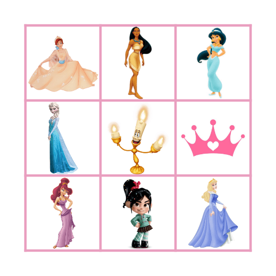 Princess Bingo Card