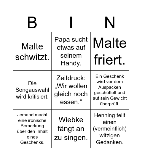 Schöne Bescherung Bingo Card
