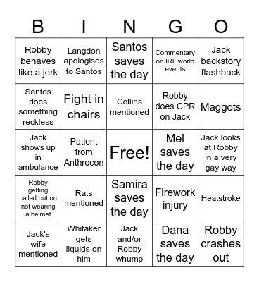 Pitt s2 Bingo Card