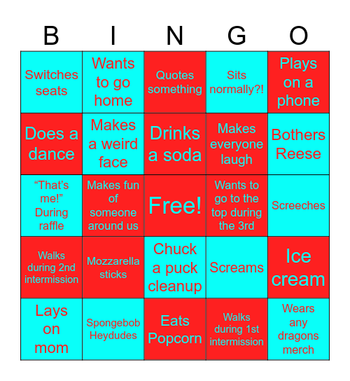 Griffin Hockey Bingo Card