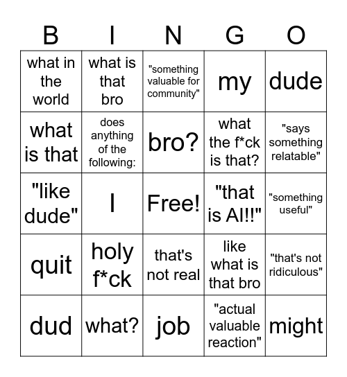 redshell's npc reaction phrases Bingo Card