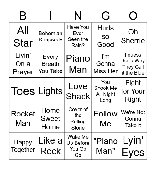 Music Bingo - Ultimate Sing Along Bingo Card