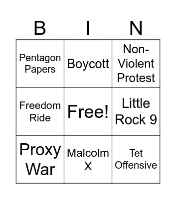 Unit 5 Extra Credit Bingo Card