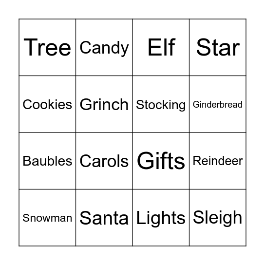 Christmas BINGO Card